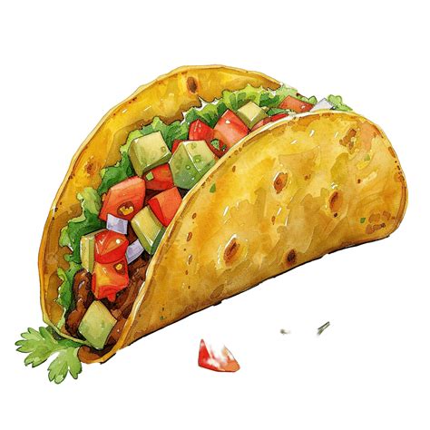 Watercolor Taco Clip Art, Watercolor, Food, Cuisine PNG Transparent ...