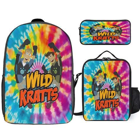 3PCS Wild Kratts Backpack Set Large Capacity Bookbag with Lunch Box and ...