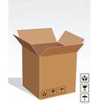 Open cartoon flat cardboard box on white Vector Image