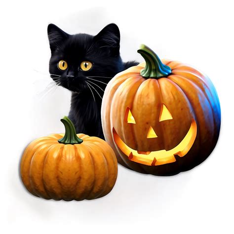 Download Black Cat And Pumpkin Png Nih | Wallpapers.com
