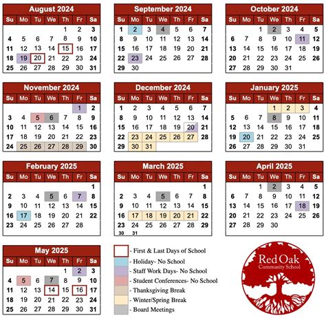 Calendar — Red Oak Community School