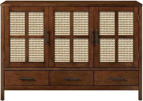 SHREE NATURAL® Solid Sheesham Wood Cane Sideboard with 3 Drawers and 3 ...