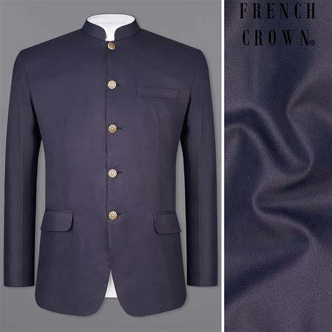 Gunmetal Blue Plain-Solid Premium Terry-Rayon Bandhgala/Jodhpuri ...