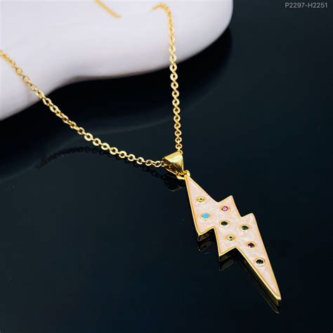 Lightening Thunder White Enamel 18K Gold Pendant Chain for Women – ZIVOM