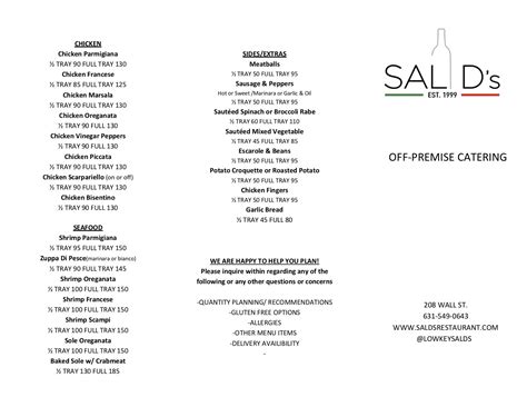 Catering — Sal D's Restaurant