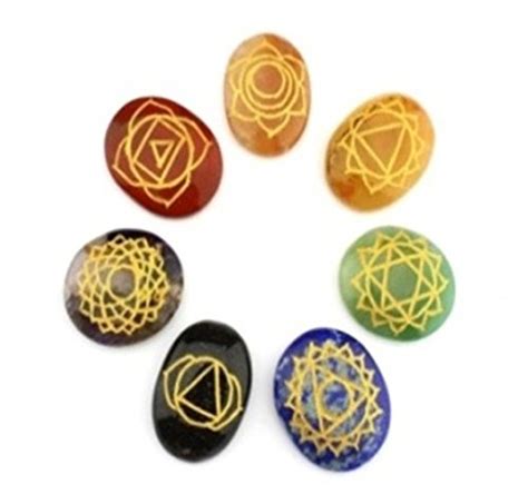 D&D 7 Chakra Stone Carving Healing Set 25mm : Amazon.in: Health ...