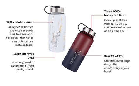 NYRWANA Steel Water Bottle 1 Litre, Insulated Water Bottle, Water ...