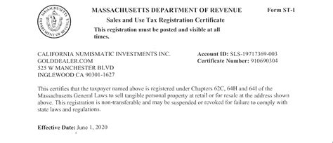 Massachusetts State Tax - GoldDealer.com