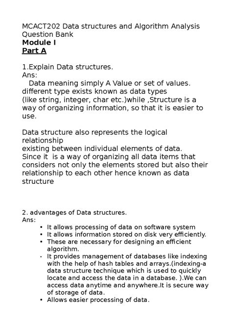 DATA Structures Module 1 (copy) - MCACT202 Data structures and ...