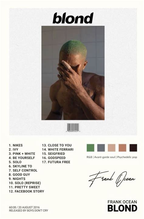Blond Frank Ocean Poster | Frank ocean poster, Music poster design ...