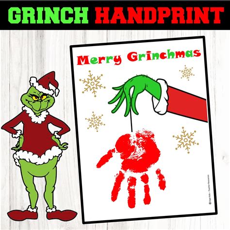 Grinch Handprint Keepsake Template Christmas Craft for kids - Zippi Kids