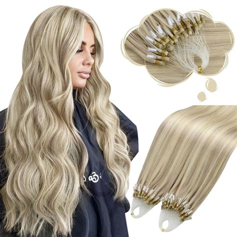 Amazon.com : Moresoo Microlink Hair Extensions Human Hair Ash Blonde ...