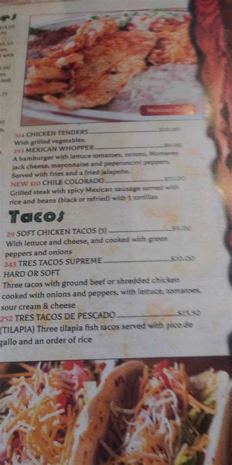 Menu at El Vaquero West restaurant, Manassas
