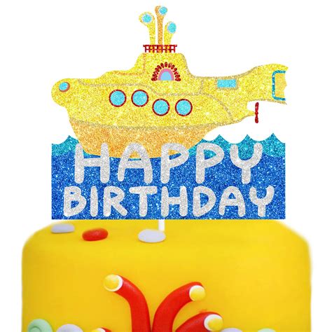 Buy Yellow Submarine Happy Birthday Cake Topper - We All Live in a ...