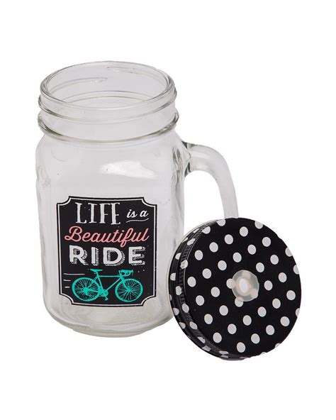 Mason Jar, with Straw & Lid, Black, Glass, 450 mL - Market 99 – MARKET99