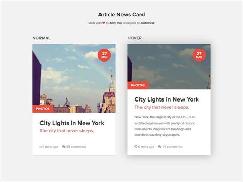 Articles Card HTML CSS JavaScript Codes 的图像结果