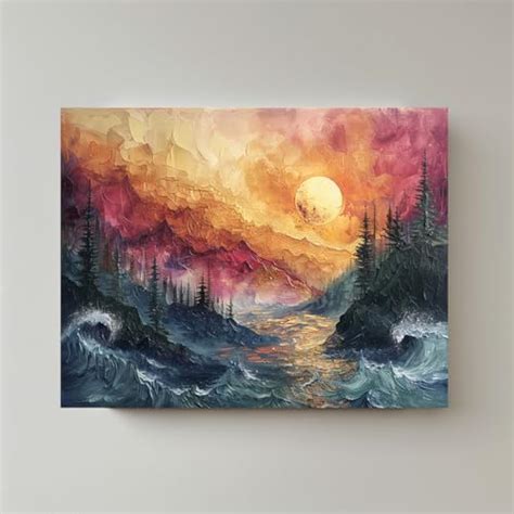 Mountain Sunset Canvas Wall Art | 36" x 36" | Home Decor Painting for ...