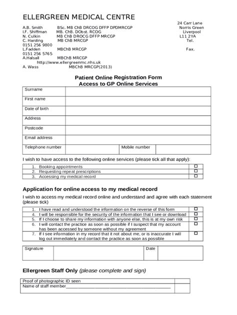 Patient registration - Vision Online Doc Template | pdfFiller