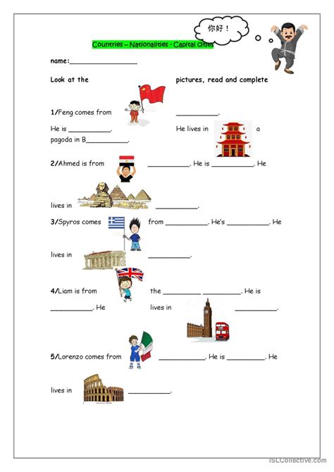 Countries nationalities capital citi…: English ESL worksheets pdf & doc