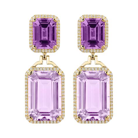 Goshwara Lavender Amethyst Emerald Cut Earrings at 1stDibs