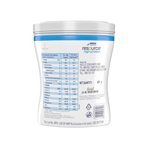 Nestle Resource High Protein Vanilla Flavor 400g - Cureka