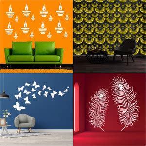 JAZZIKA Combo Stencils for wall painting (Size:- 16 X 24 Inch) Theme ...