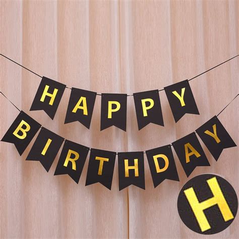 Party Propz Happy Birthday Decoration Items - Black Happy Birthday ...