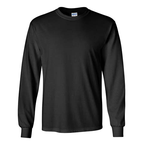 Mens Plain Crew Neck Ultra Cotton Long Sleeve TShirt (Black) GILDAN ...