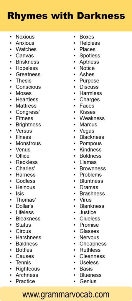 Rhymes with Darkness - GrammarVocab