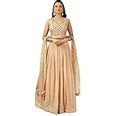 Zeel Clothing Women's Georgette Embroidered Semi-Stitched Lehenga Choli ...