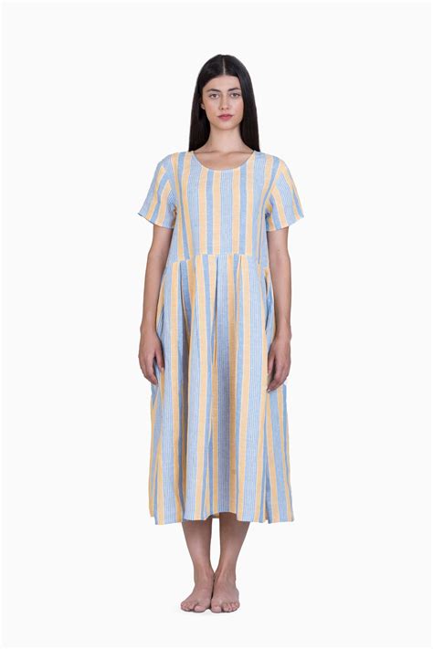 Buy Linen Anya Dress In Vern Yellow Online – Live Linen