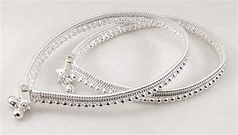 Buy AFJ GOLD Thin Size Sliver Plated Stylish Anklets Kolusu Payal ...