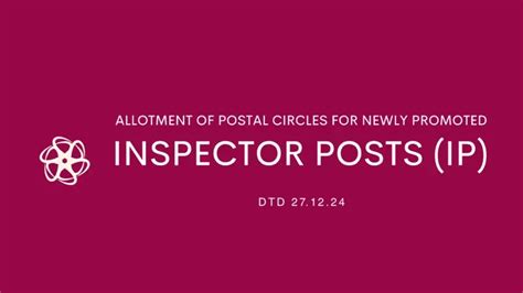 Allotment of Postal Circles for Newly Promoted Inspector Posts (IP ...