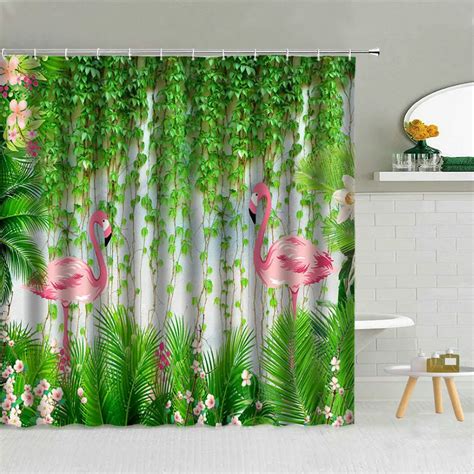 Green Tropical Leaves Texture Vintage Palm Shower Curtains Bathroom ...