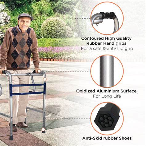 Dura Step Walker (Aluminium) | Foldable Walking Aid | Adjustable Heigh ...