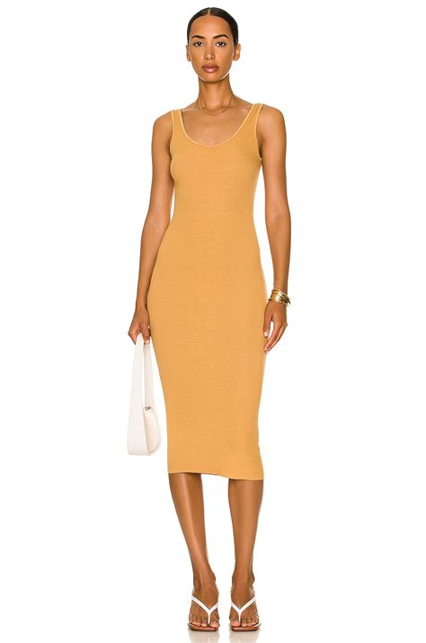 Enza Costa Silk Rib Tank Midi Dress in Honey | FWRD
