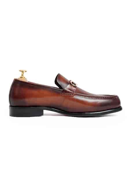 Buy Brown Ferra Horsebit Slip-on Loafers For Men by Vantier Online at ...