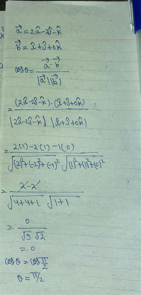If a=2i-2j-k and b=i+j then find angle between a and b - Brainly.in