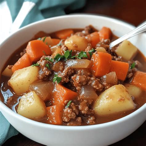 Easy Irresistible Slow Cooker Ground Beef Stew – Savory Comfort