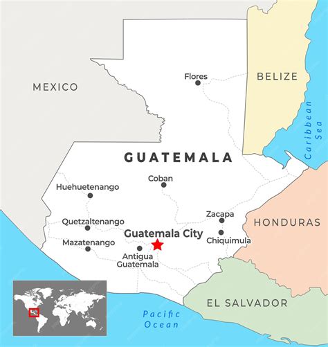 Carte Politique Du Guatemala Avec La Capitale Guatemala City Les Villes Les Plus Importantes Et ...