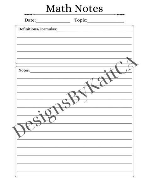 Image result for Math Notes Printable Template