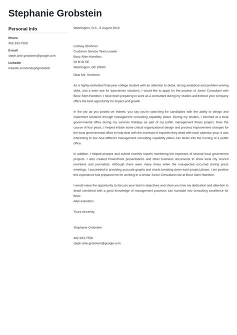 Consulting Cover Letter Examples 的图像结果