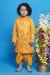 Buy Yellow Silk, Cotton Embroidery Floral Sherwani Set For Boys by ...