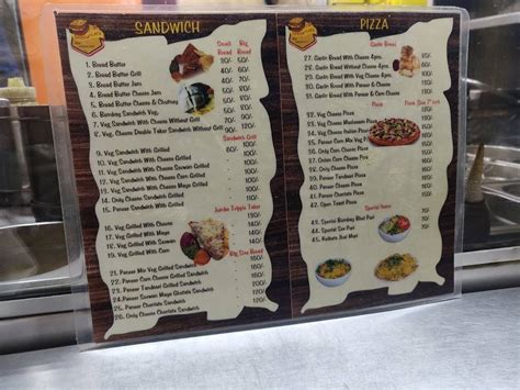 Menu at WoW Sandwiches, New Delhi