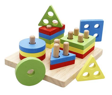 Amazon.com: Lewo Wooden Shapes Sorter Toys Educational Preschool ...