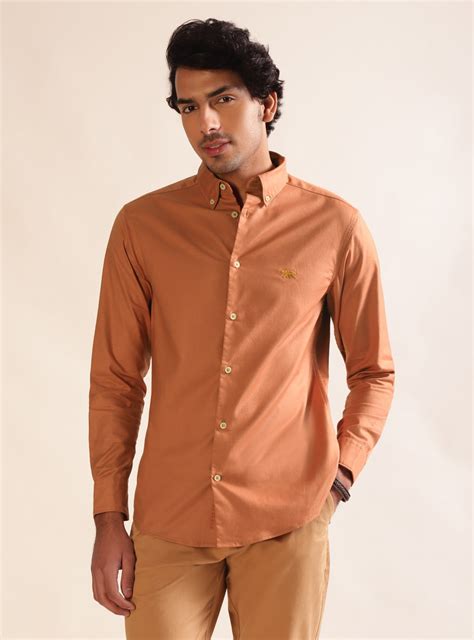 Buy Rust Oxford Shirt - Full | Casual Rust Solid Shirt for Men Online ...