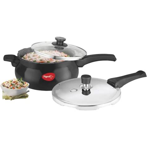 Pigeon Titanium Hard Anodised Aluminium Outer Lid Handi Pressure Cooker ...