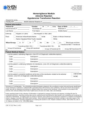 Hemovigilance Module Adverse Reaction Hypotensive ... Doc Template ...