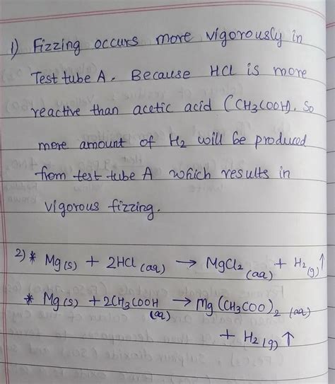 Equal lengths of magnesium ribbons are taken in test tubes a and b ...