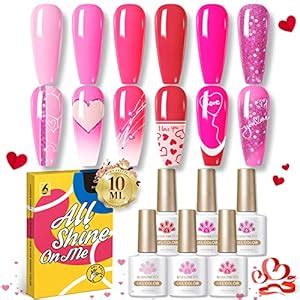 Buy Born Pretty set of UV gel nail polishes, neon, pink, bright pink ...
